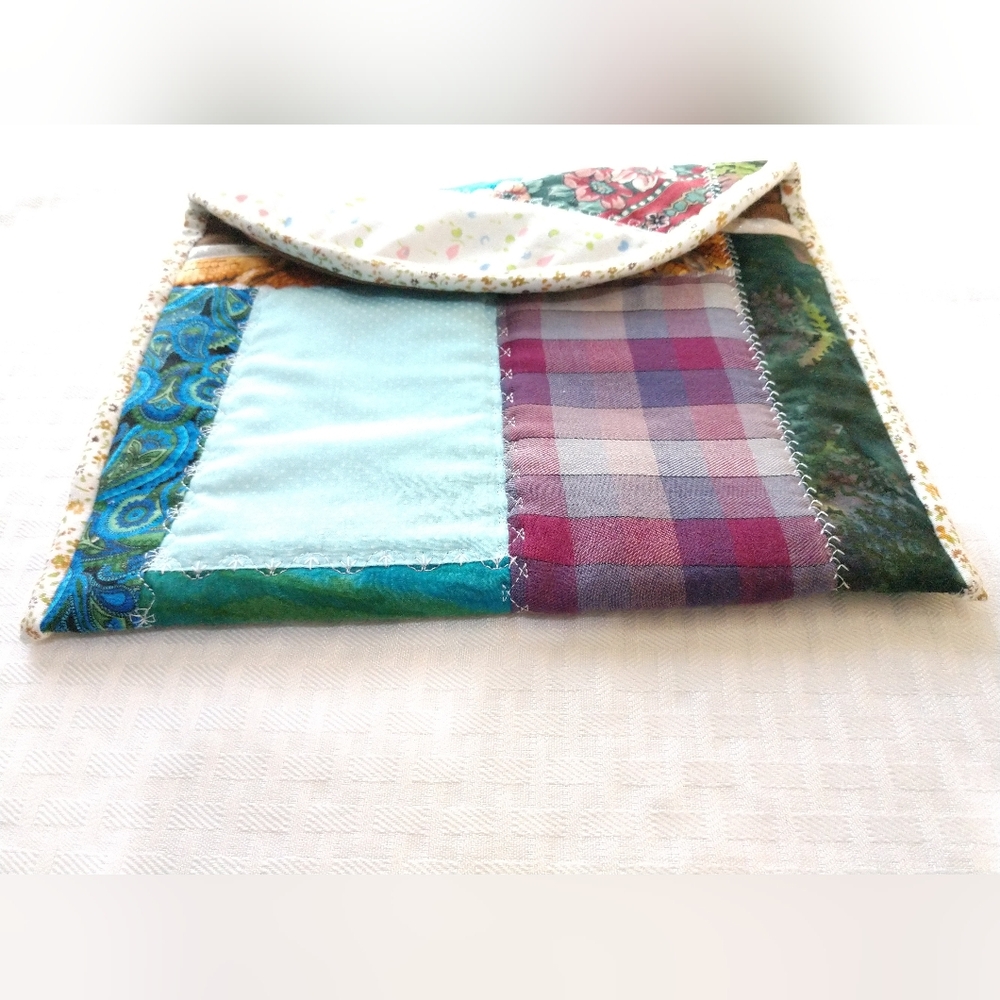 Adorable Vintage Patchwork Clutch Bag Pouch Homemade Handmade Colorful - Picture 12 of 14